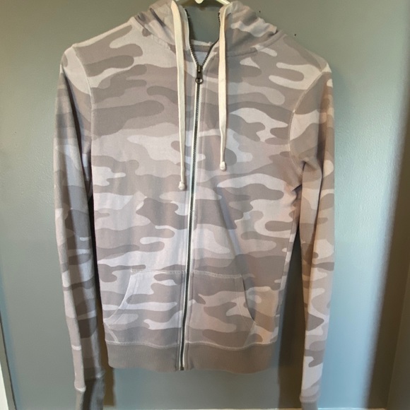 SO Jackets & Blazers - Grey Camouflage Zip-up Hoodie